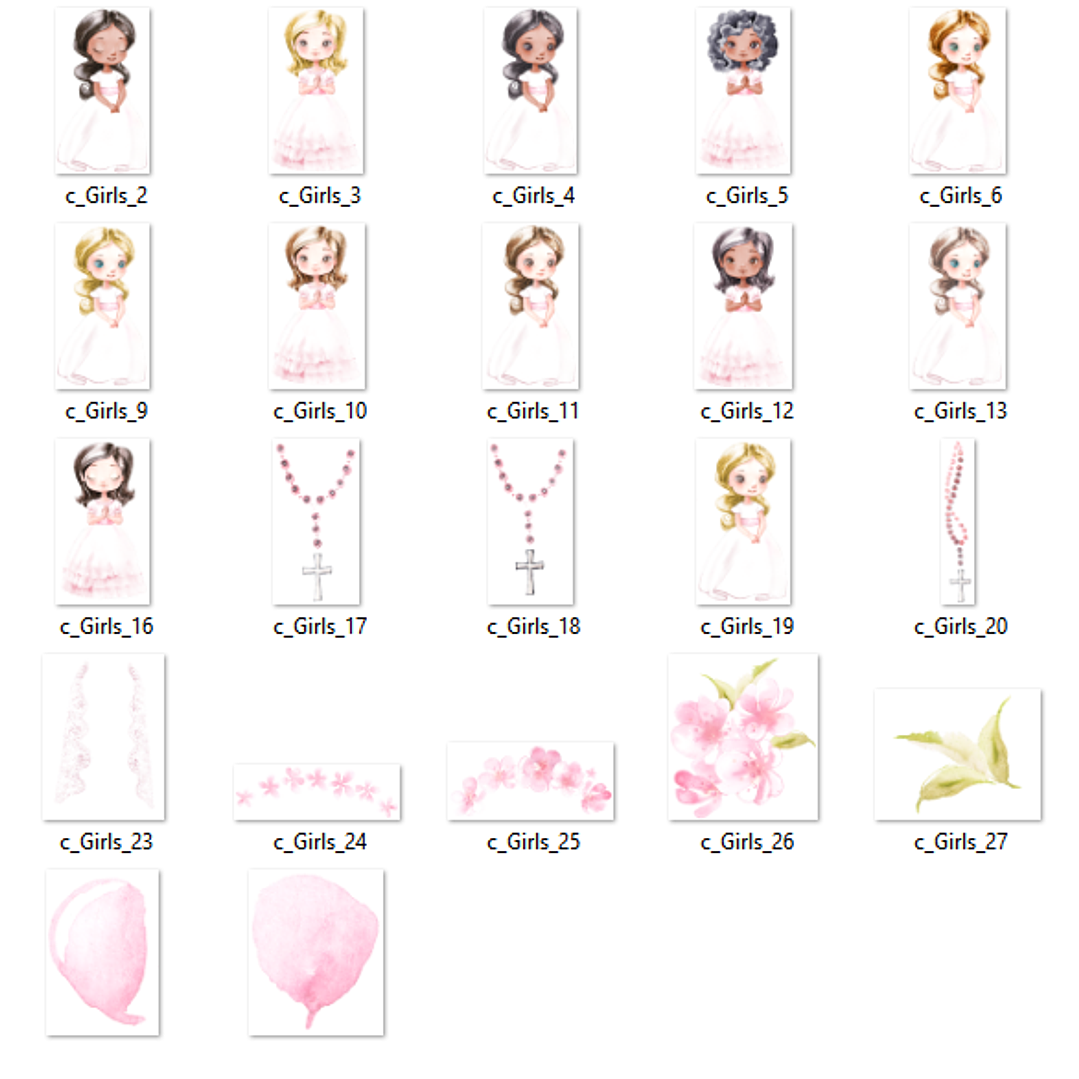 Kit Digital Menina da Primeira Comunhão 2