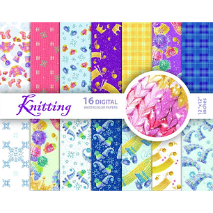 Kit Digital Papéis Tricô