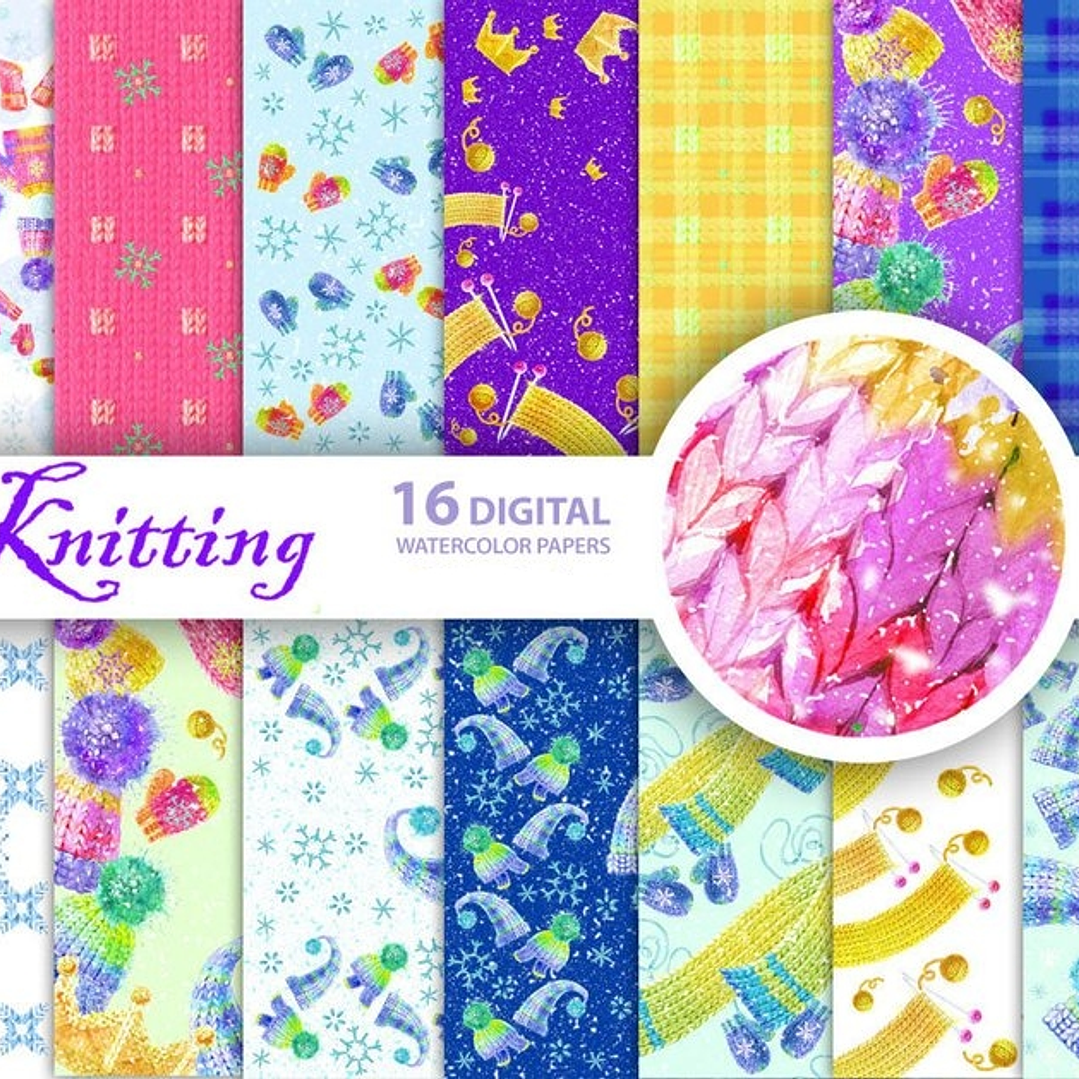 Kit Digital Papéis Tricô 1