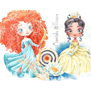 Kit Digital Princesas Merida e Tiana 