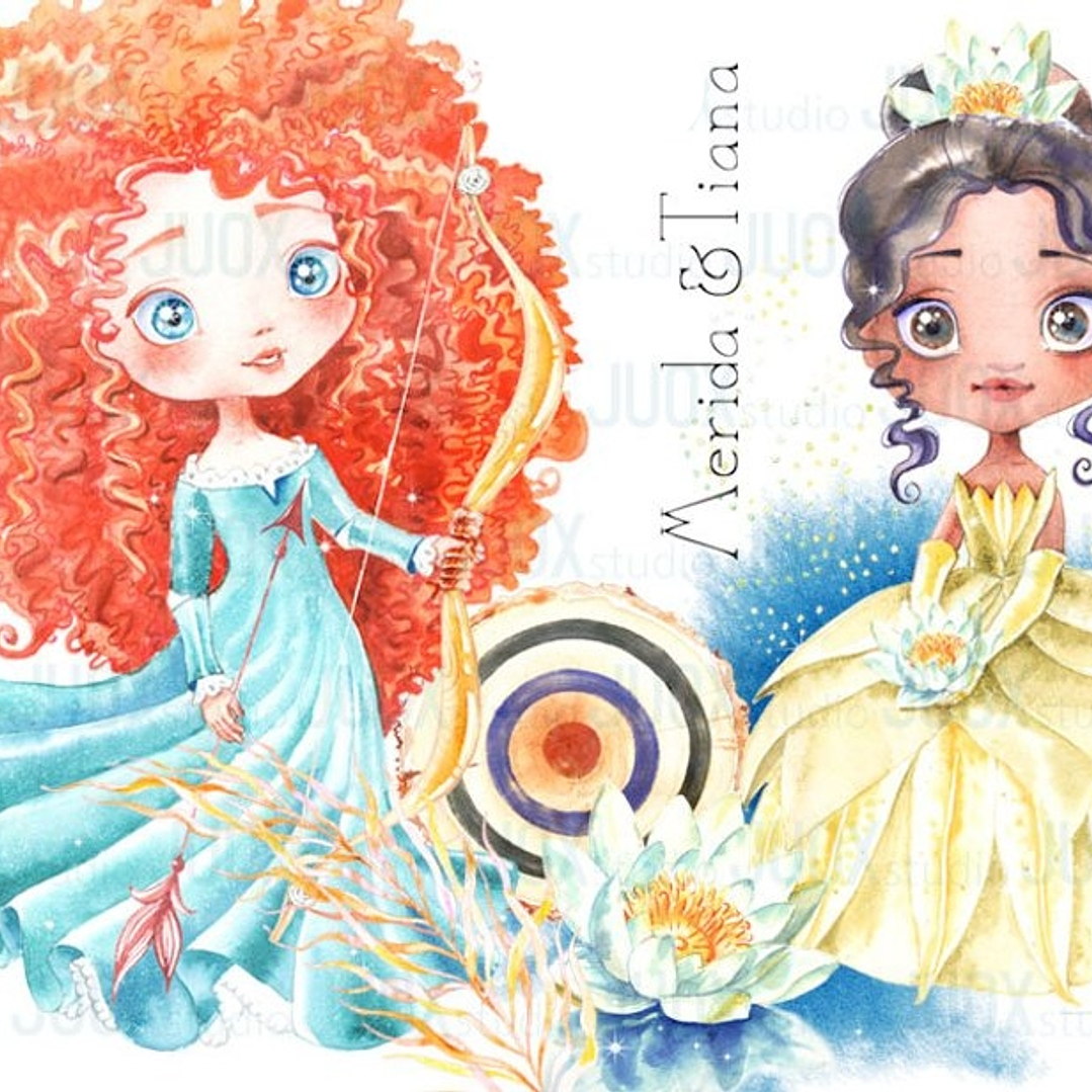Kit Digital Princesas Merida e Tiana  1