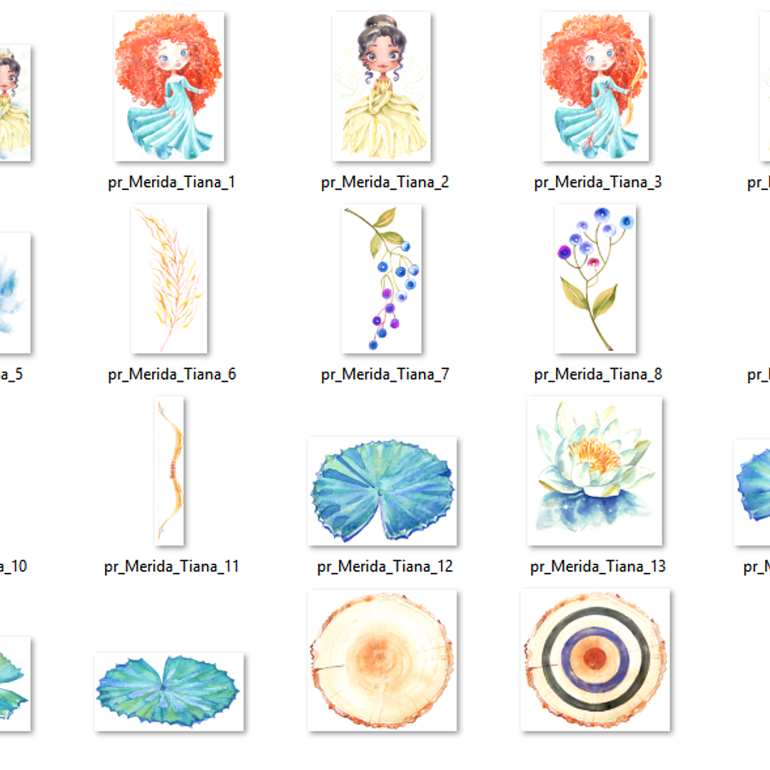 Kit Digital Princesas Merida e Tiana  2