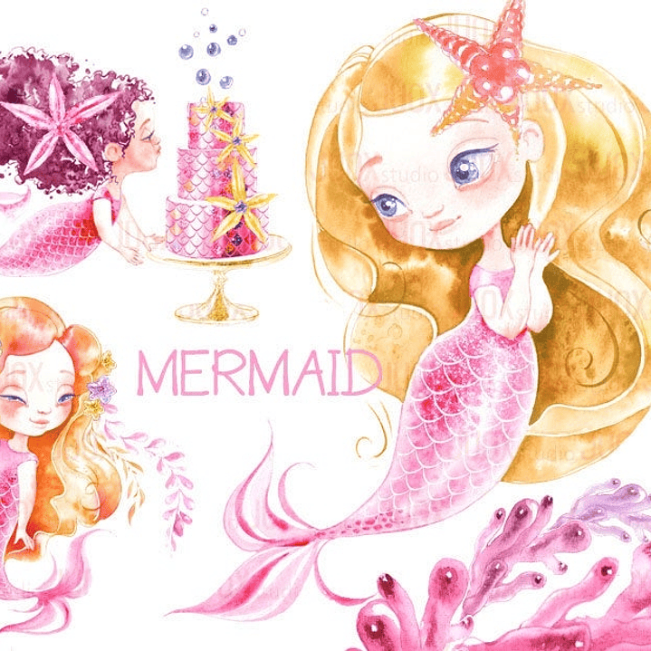 Kit Digital Aniversário Sereia Loira  1