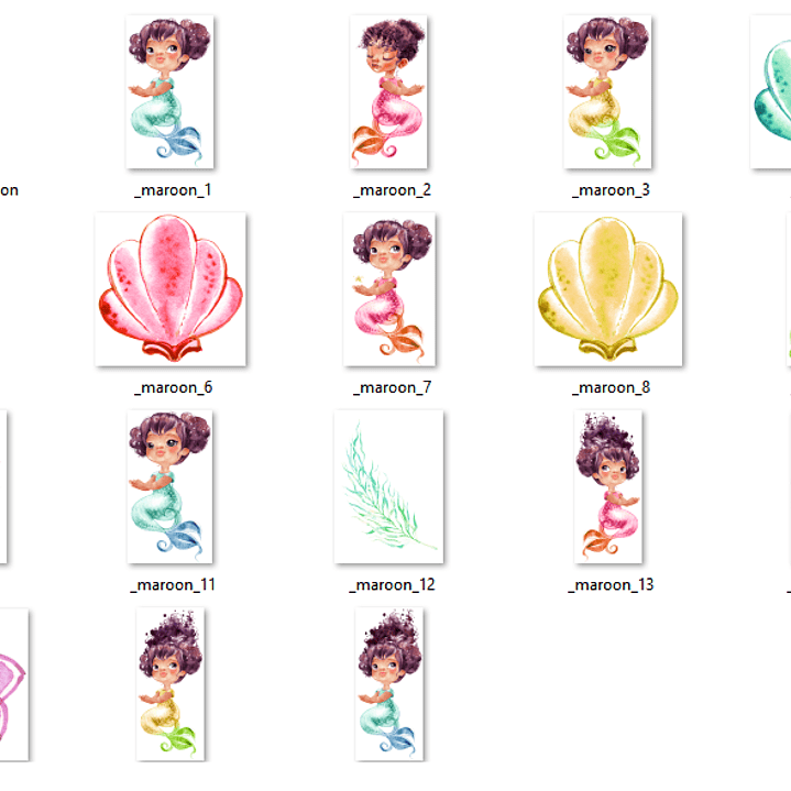 Kit Digital Sereias Cor de Vinho  2