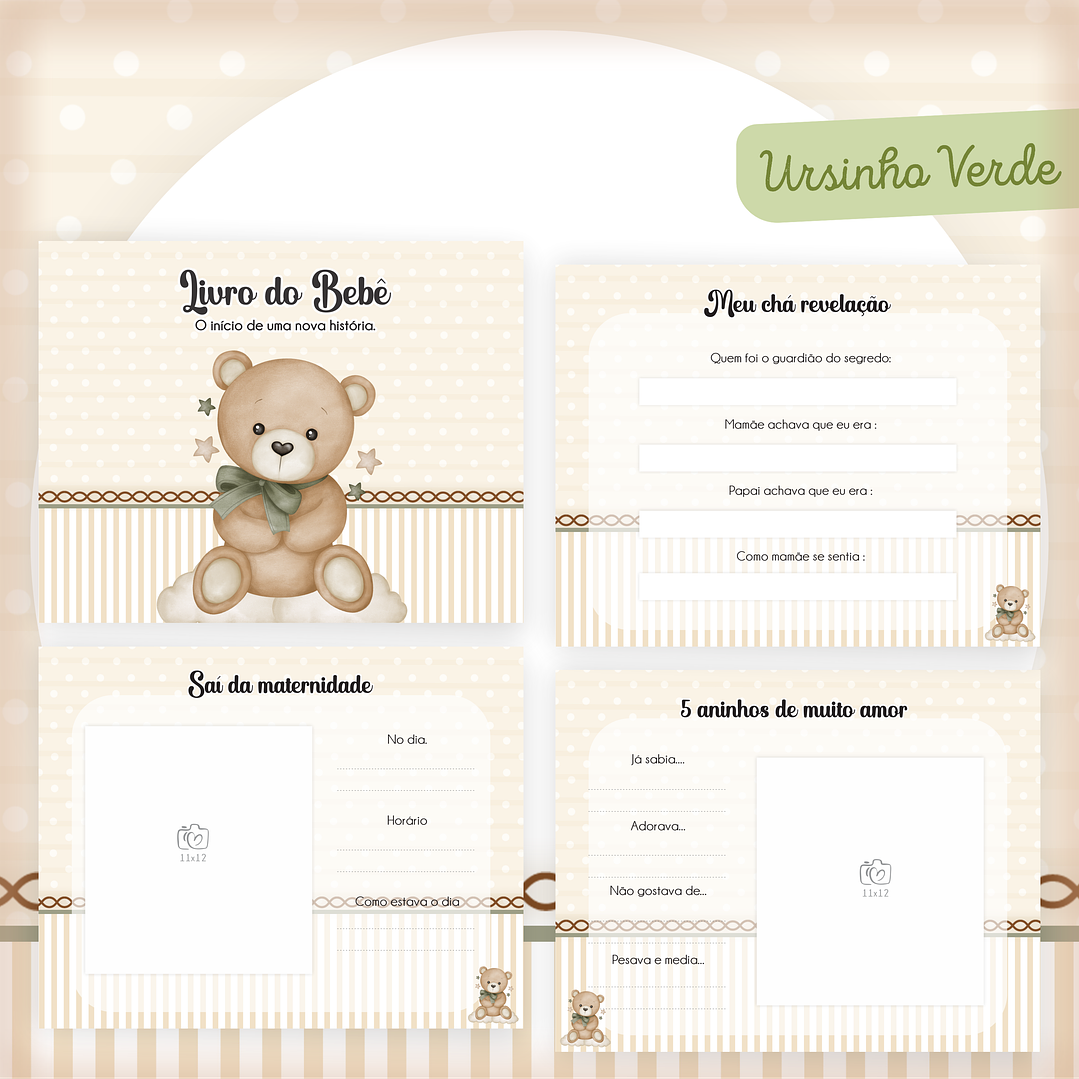Arquivo Encadernação Baby Ursinho Verde 2