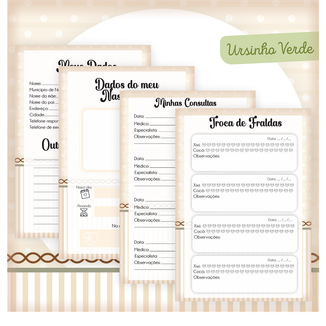 Arquivo Encadernação Baby Ursinho Verde 5