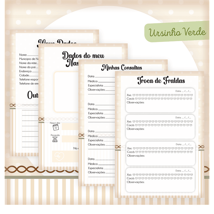 Arquivo Encadernação Baby Ursinho Verde 5