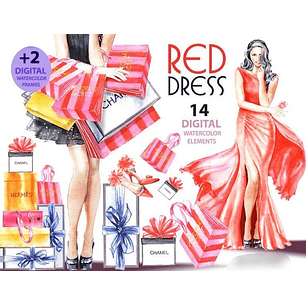 Kit Digital Vestido Vermelho 