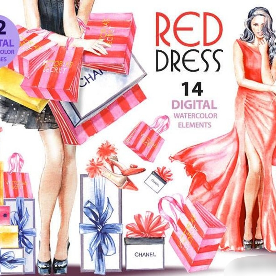 Kit Digital Vestido Vermelho  1