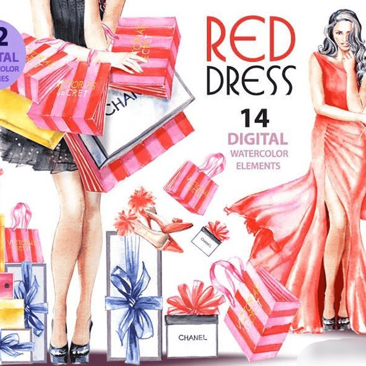 Kit Digital Vestido Vermelho  1