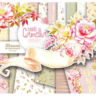 Kit Digital Papéis Camélia Romântico
