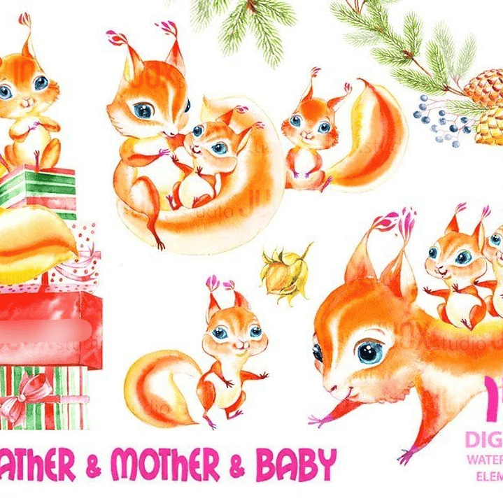 KIt Digital Família de Esquilos  1