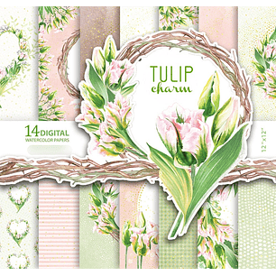 Kit Digital Papéis Tulipa 