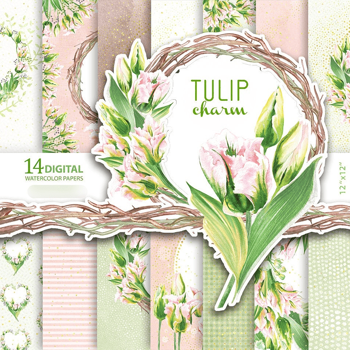 Kit Digital Papéis Tulipa  1