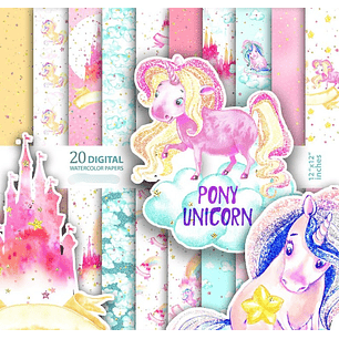 Kit Digital Papéis Unicórnio 