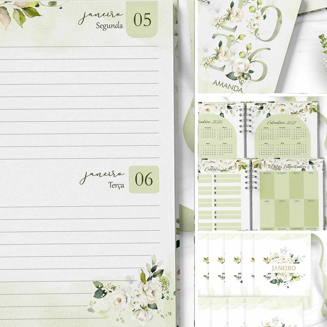 Arquivo Combo Agendas 2026 Perm Floral e Rosas Brancas - Bicho Papel  1