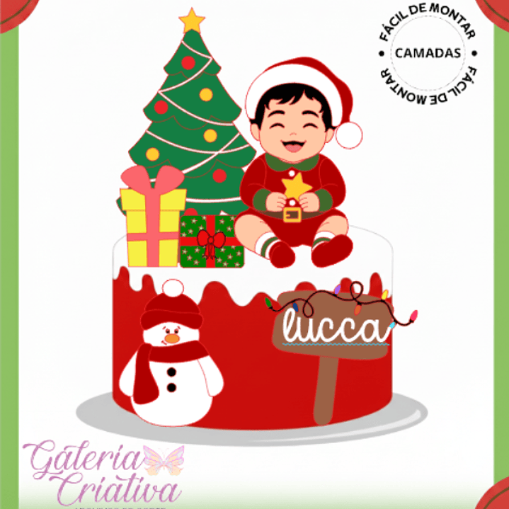 Arquivo Natal Topo de Bolo Menino Noel  1
