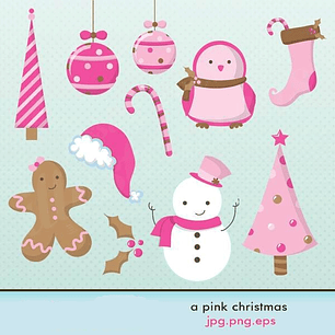 Kit Digital Um Natal Rosa 