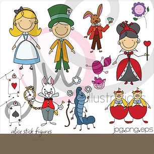 Kit Digital Alice no País das Maravilas Palito 