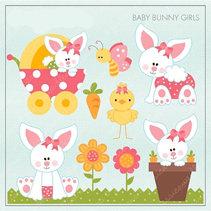 Kit Digital Baby Bunny Menina 