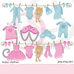 Kit Digital Roupinhas de Bebê no Varal 