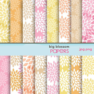 Kit Digital Papéis Grandes Flores 