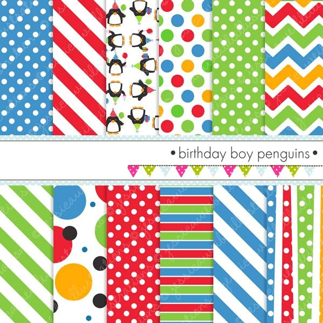Kit Digital Papéis Pinguins Aniversariantes  1