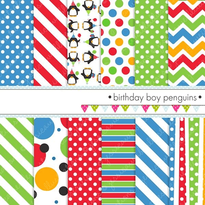 Kit Digital Papéis Pinguins Aniversariantes  1