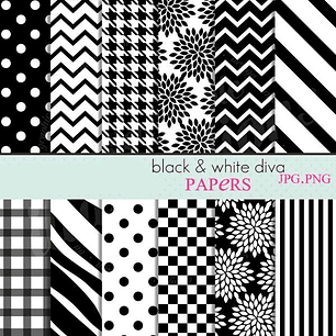 Kit Digital Papéis Branco e Preto 