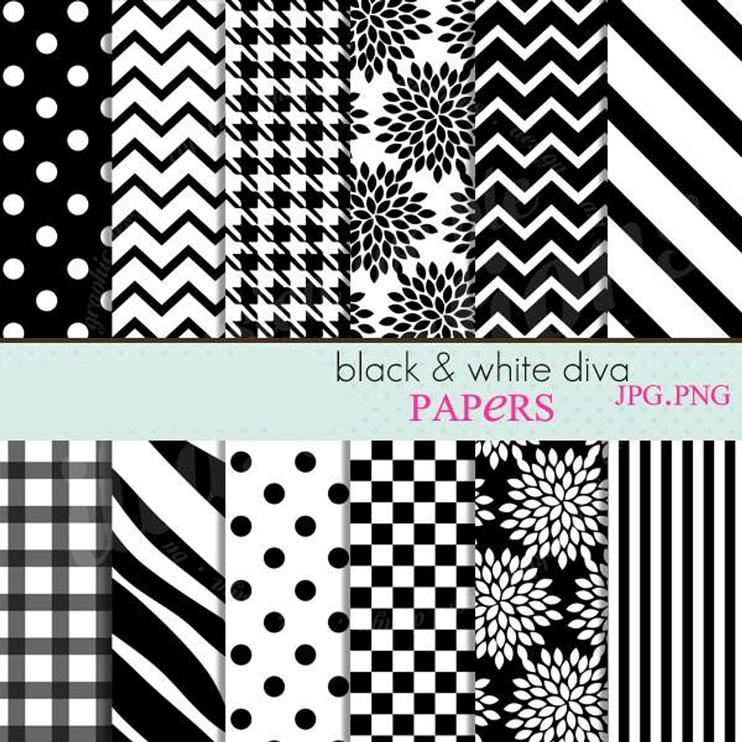 Kit Digital Papéis Branco e Preto  1
