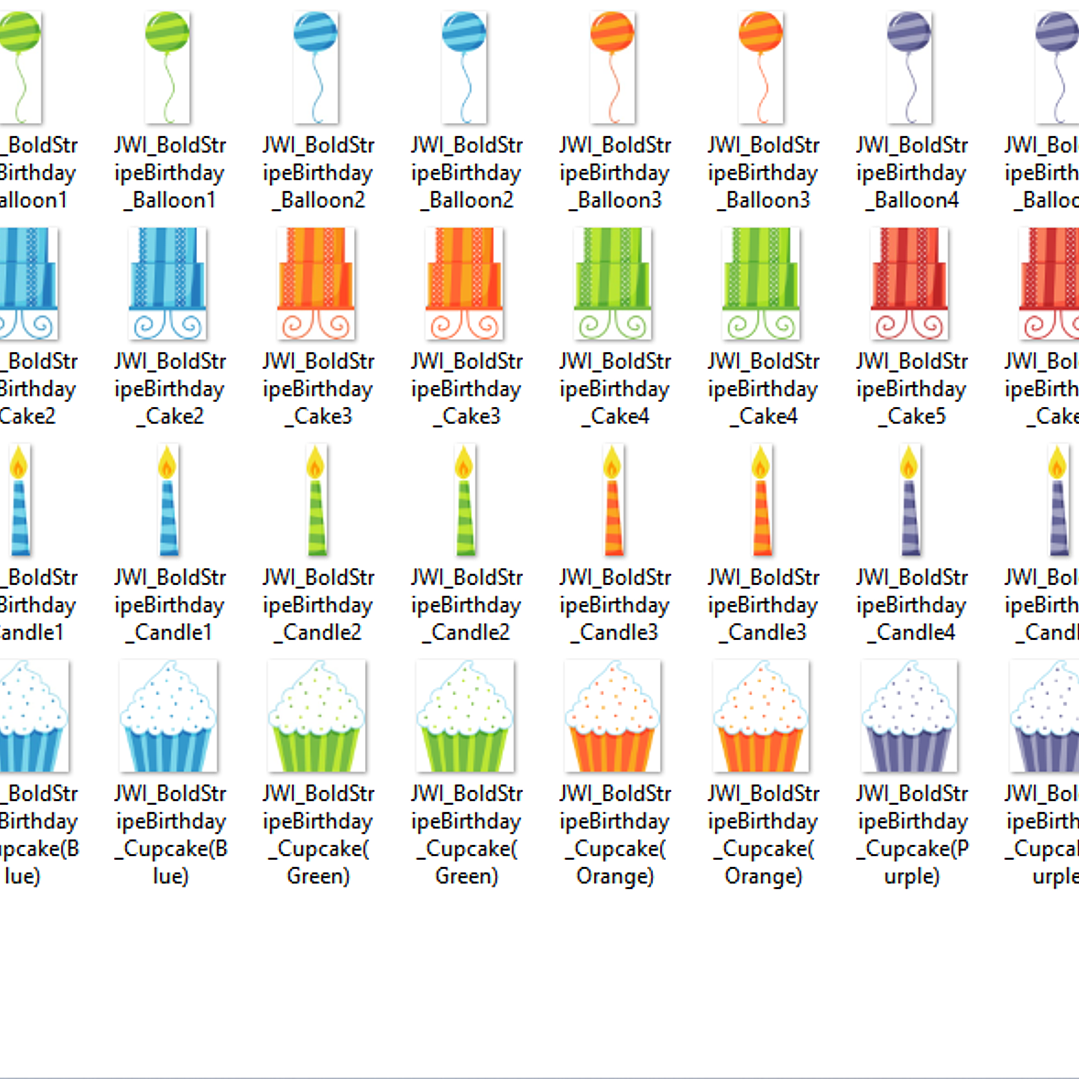 Kit Digital Cupcakes Aniversário Listras Vibrações  2