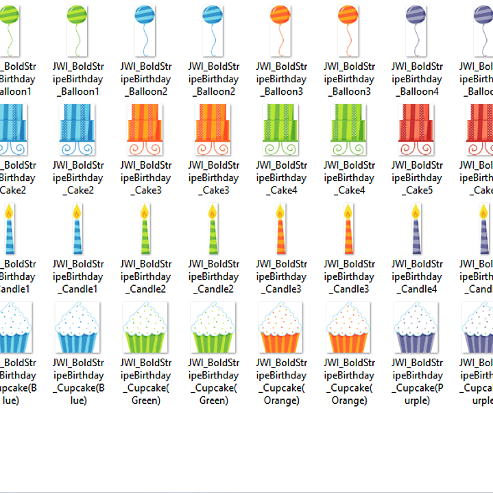 Kit Digital Cupcakes Aniversário Listras Vibrações  2