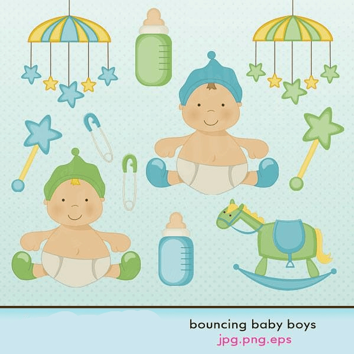 Kit Digital Bebês Meninos Saltando  1