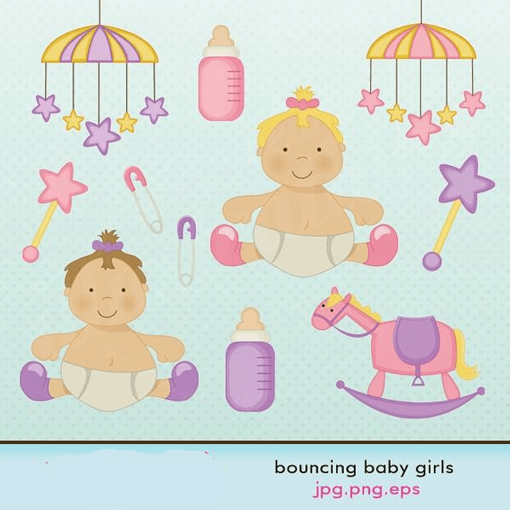 Kit Digital Bebês Menina Saltando  1