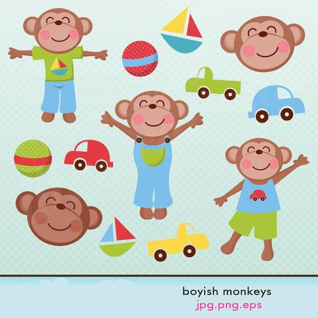 Kit Digital Macacos com Brinquedos  1