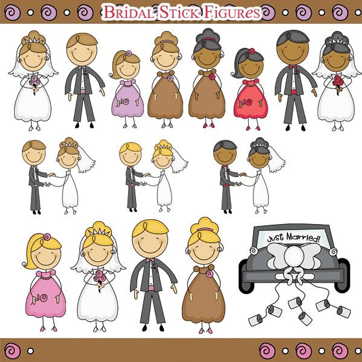 Kit Digital Figurinhas de Palitos Noivas  1
