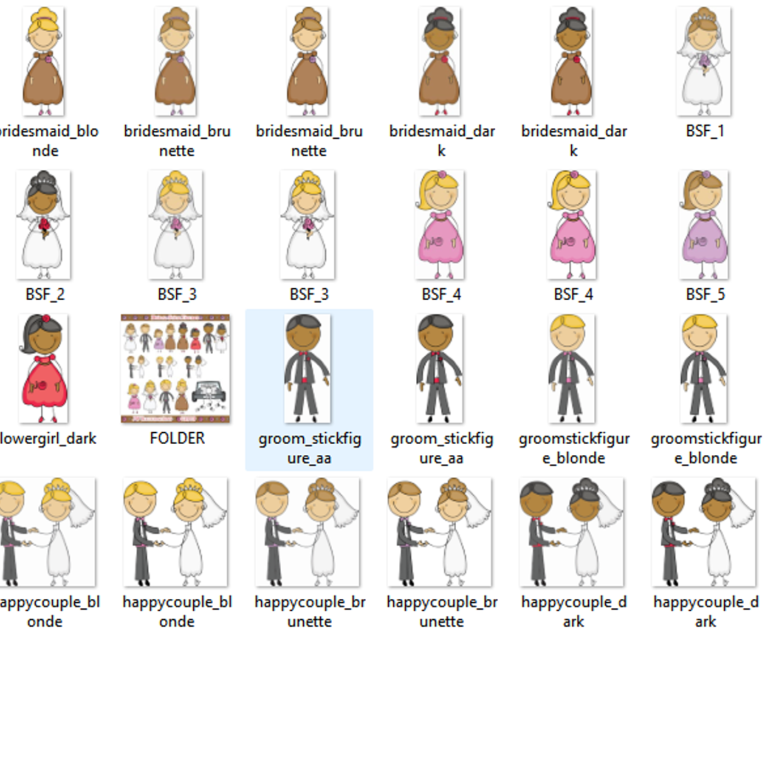 Kit Digital Figurinhas de Palitos Noivas  2