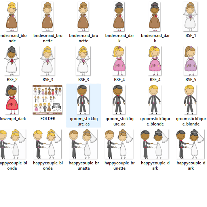 Kit Digital Figurinhas de Palitos Noivas  2