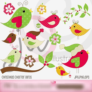 Kit Digital Pássaros Chateiros de Natal 