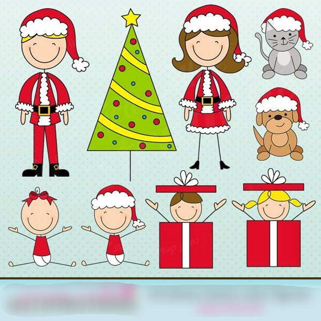 Kit Digital Palitos de Uma Família de Natal  1