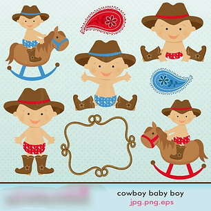 Kit Digital Cowboy Baby Boy 