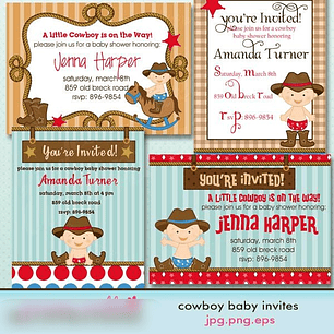 Kit Digital Convite de Cowboy Menino 