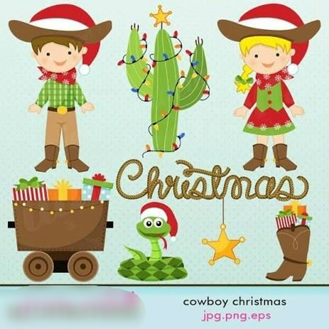 Kit Digital Natal Meninos Cowboy  1