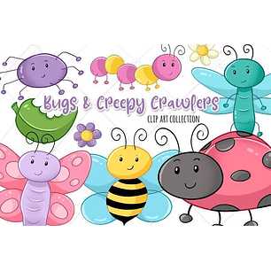 Kit Digital Insetos Rastejantes Fofos 