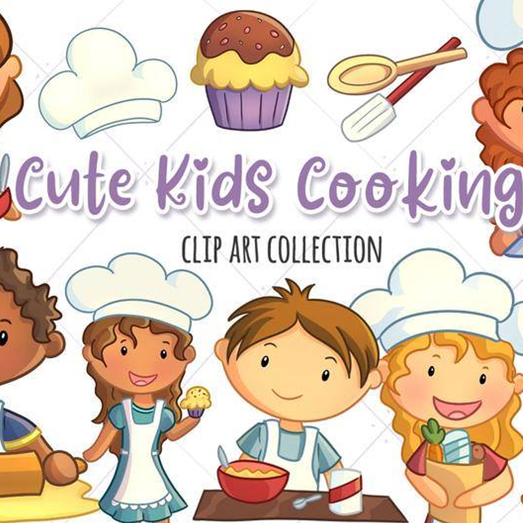 Kit Digital Crianças Fofas Cozinhando 1