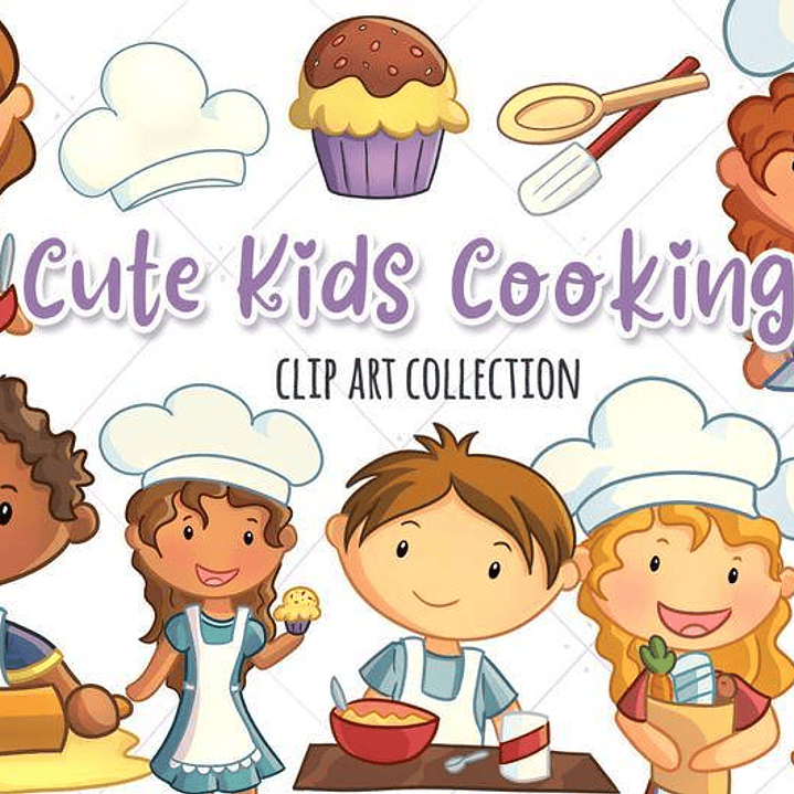 Kit Digital Crianças Fofas Cozinhando 1