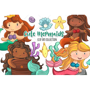 Kit Digital Sereias Fofas 