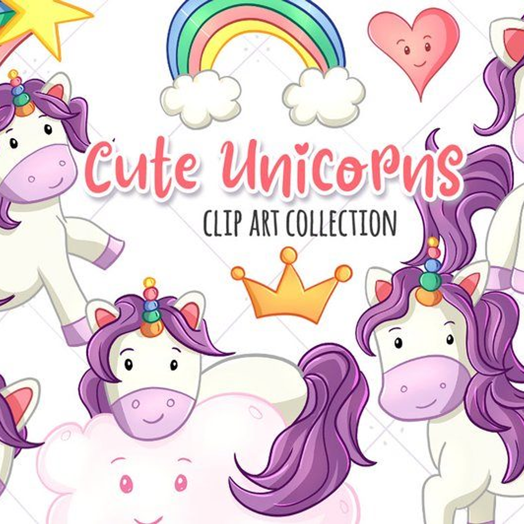Kit Digital Unicórnios Fofos  1