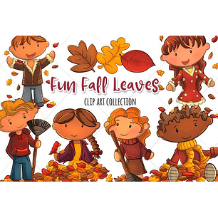 Kit Digital Folhas de Outono Divertida 