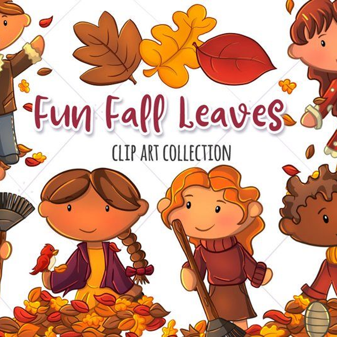 Kit Digital Folhas de Outono Divertida  1